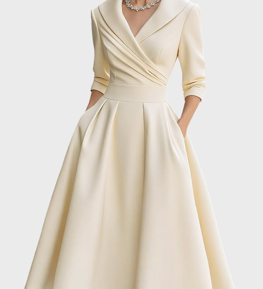 Terēze | Eleganta midi kleita ar garām piedurknēm