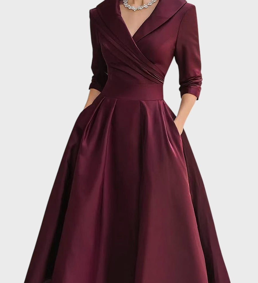 Terēze | Eleganta midi kleita ar garām piedurknēm