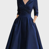 Terēze | Eleganta midi kleita ar garām piedurknēm
