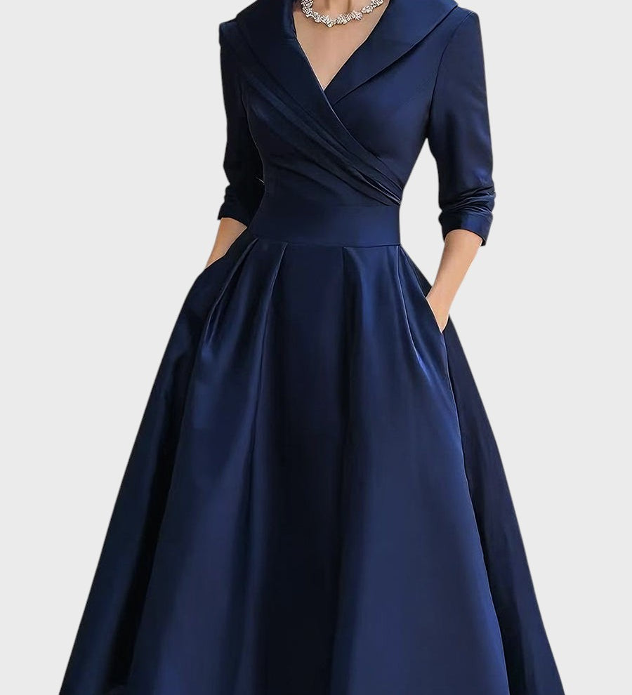 Terēze | Eleganta midi kleita ar garām piedurknēm