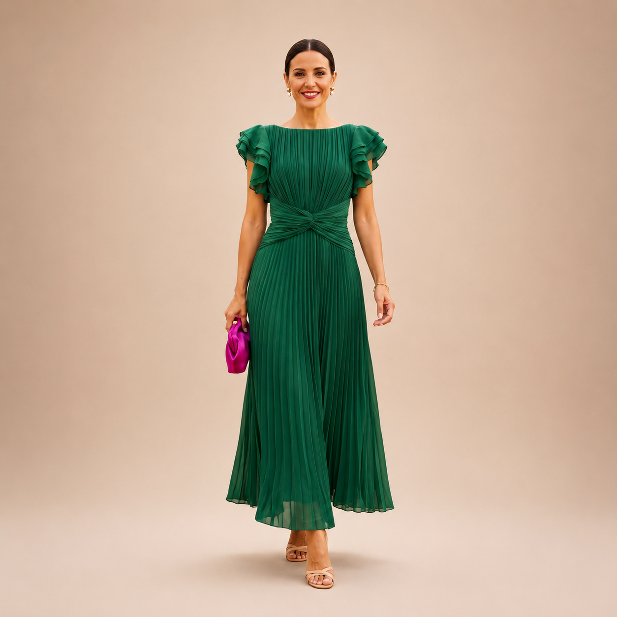 Sarma – Eleganta plisēta maxi kleita ar savērptu vidukli