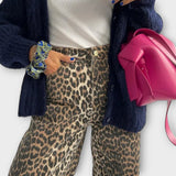 Rugile – vintage leoparda raksta džinsa bikses
