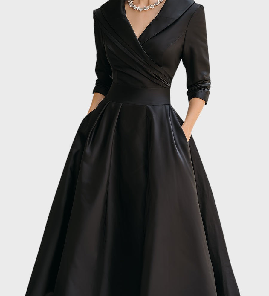 Terēze | Eleganta midi kleita ar garām piedurknēm