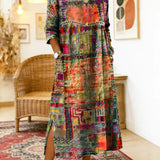 Manuele - Džinsa kleita ar etnisko patchwork rakstu