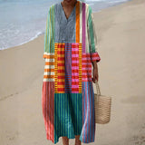 Elza – Gara daudzkrāsaina patchwork kleita